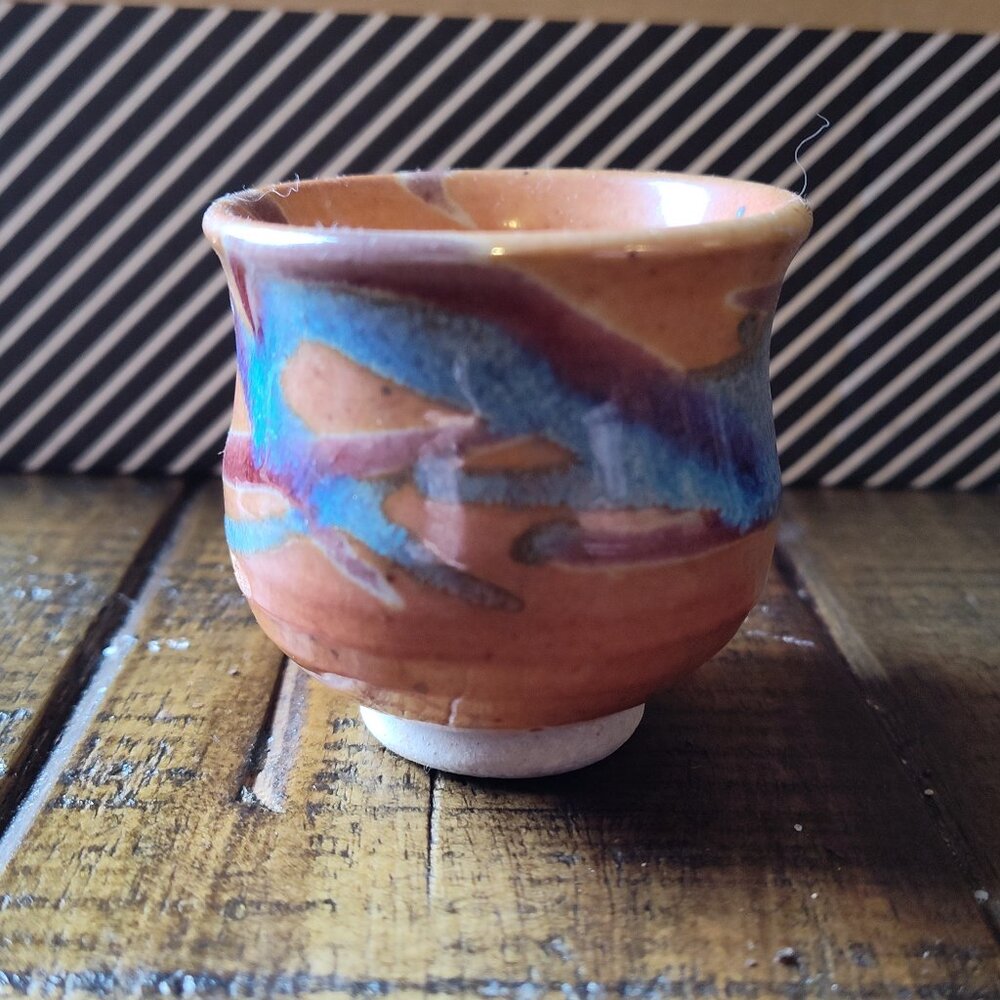 Whitefish Pottery orange bud vase tea cup